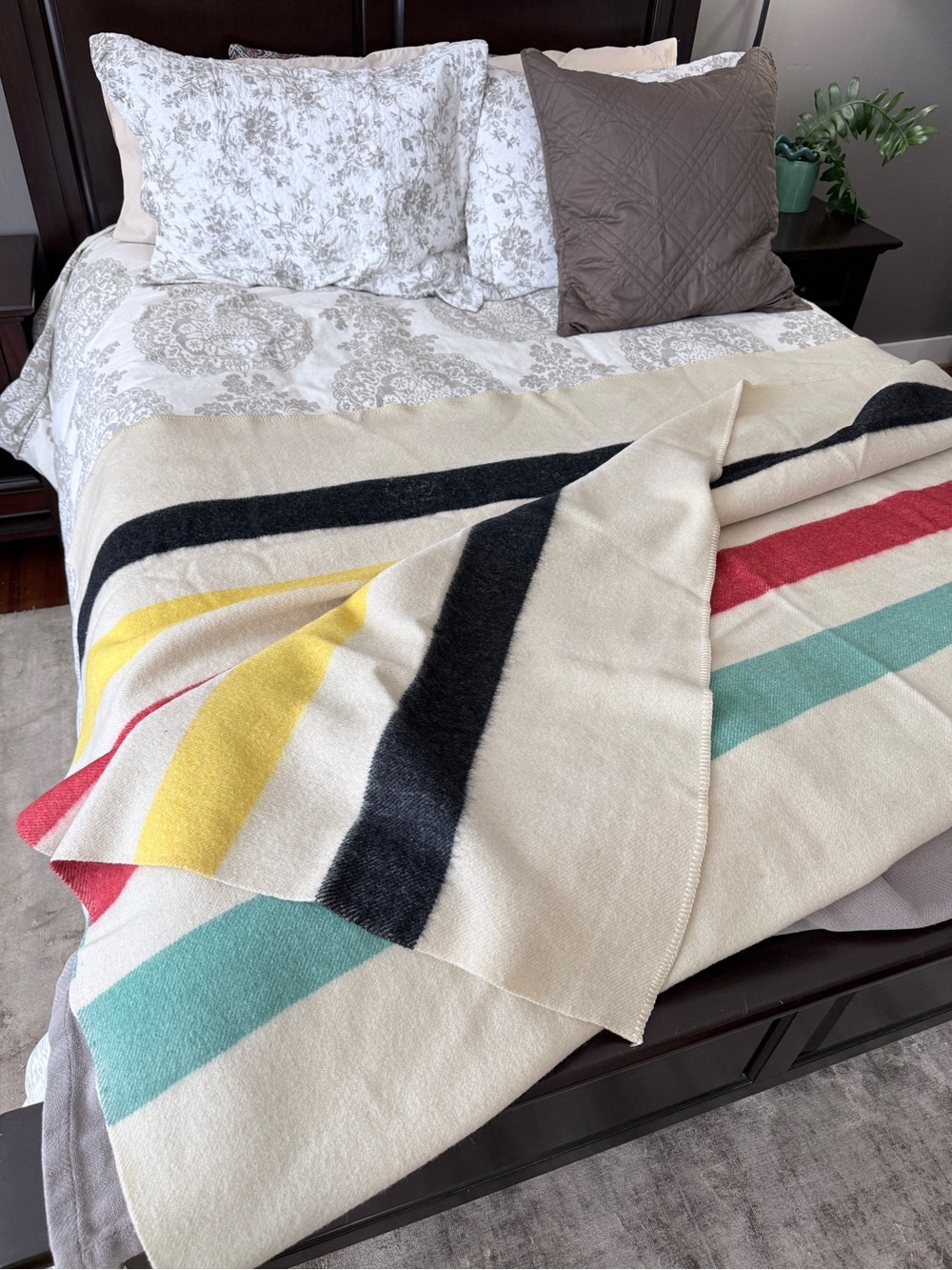 Golden Dawn Striped Wool Blanket Hudson Bay Candy Stripe - Picture 4 of 16